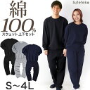 スウェット 上下 綿100% レディース メンズ 大きいサイズ トレーナー パンツ 無地 大人 S～4L 上下セット セットアップ 男女兼用 パジャマ トップス ボトムス 長袖 M L LL 3L【在庫限り】