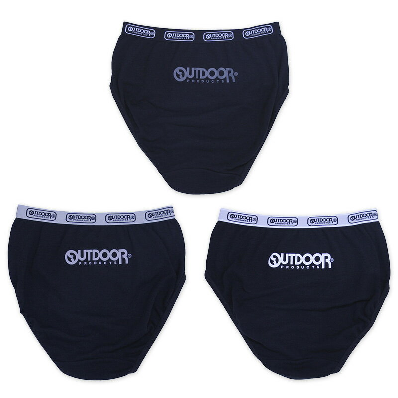 Outdoor ショーツ 綿100 3枚組 130cm 140cm 150cm 160cm 165cm アウトドア キッズ ジュニア 子供 下着 パンツ セット 女の子 インナー 子ども 女児 コットン ブラック 黒 3