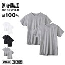 グンゼ クルーネック tシャツ ボディワイルド 綿100 2枚組 M L LL 丸首 肌着 下着 無地 インナー 2枚セット gunze bodywild 白 ...
