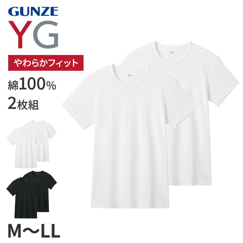Other - グンゼ YG 綿100 tシャツ メンズ 半袖 クルーネック 抗菌 防臭 2枚組 M L LL 丸首 GUNZE インナーシャツ 男性 紳士 下着 肌着 インナー ニオイ対策 夏 スーツ下 ビジネス ビジネスインナー オールシーズン
