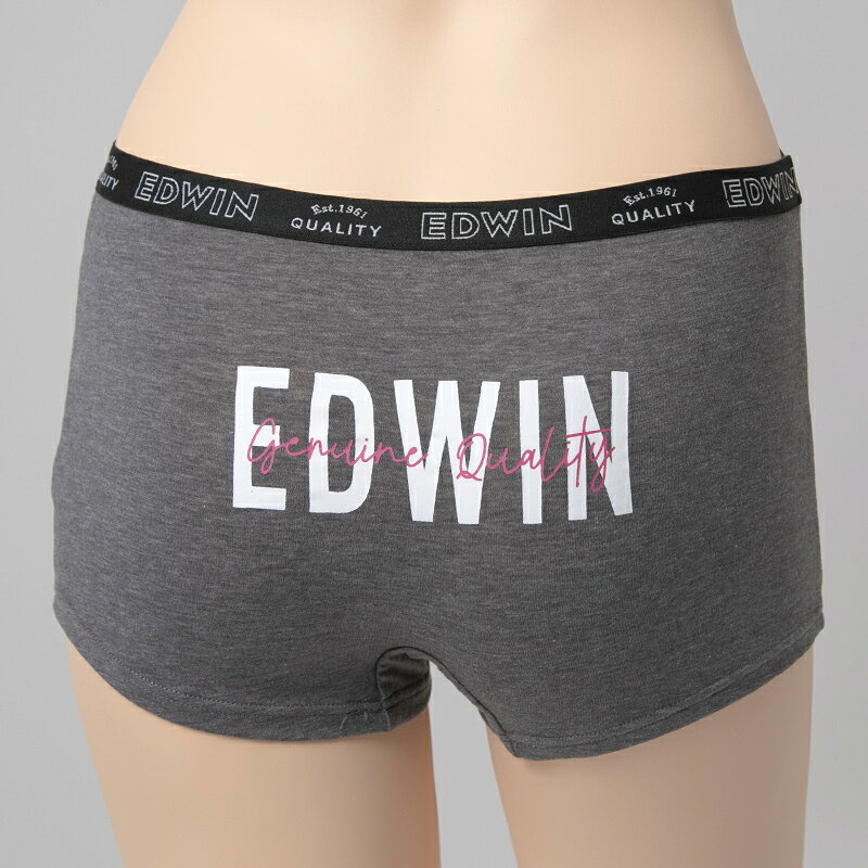 スクール用品のスクログのEDWIN ショーツ 1分丈 レディース 綿 ボクサー パンツ 下着 インナー 女性 女子 スポーツ リラックス ストレッチ 動きやすい ロゴ バックプリント 黒 グレー チャコール M L｜アングル3