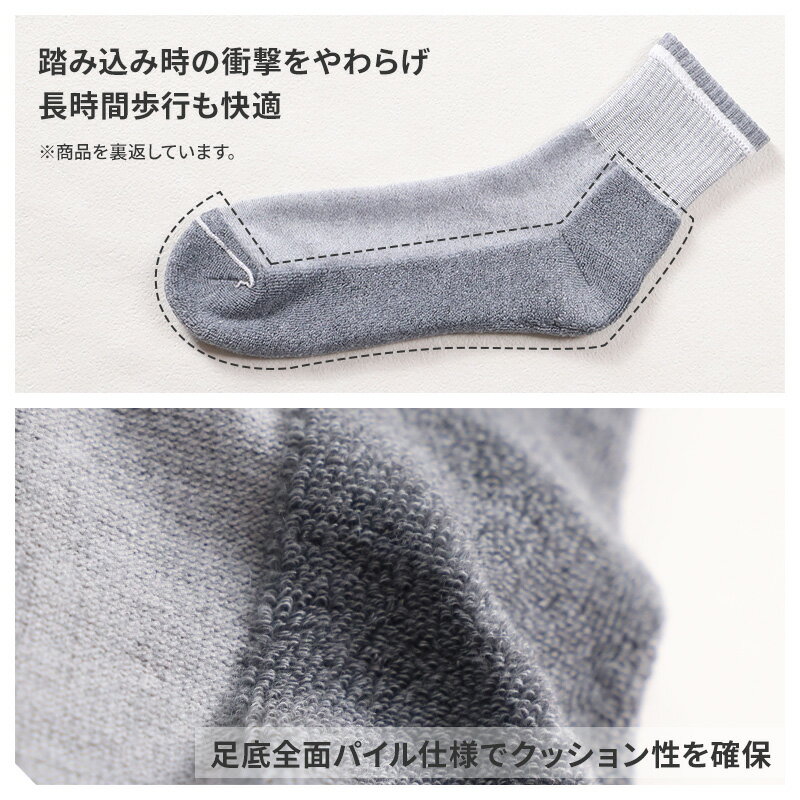 メンズ ソックス クルー丈 足底パイル スポー...の紹介画像2