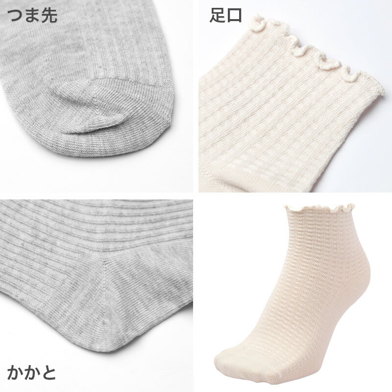 靴下 レディース クルーソックス リブ ワッフ...の紹介画像3