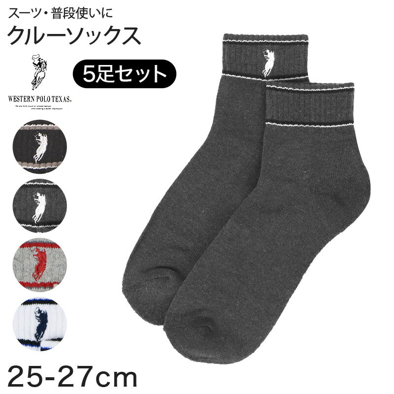 クルーソックス メンズ ソックス 紳士 POLO polo 5足セット 25 26 27 cm 綿混 靴下 快適 フィット 無地..
