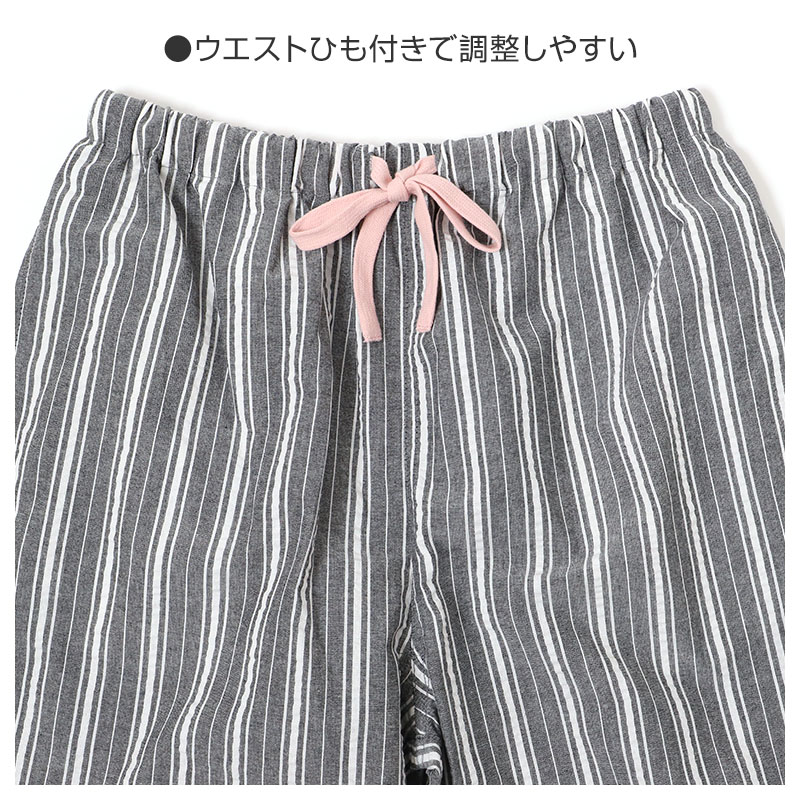 ルームパンツ レディース 7分丈 サッカー 綿混 部屋着 M L LL 夏用 涼しい 七分丈 ...
