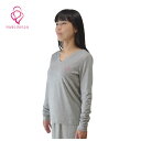 電磁波 防止 対策 遮断 カット Vネック Tシャツ セットアップ ウェア (Tシャツ+スカート) 電磁波から身体を守ります。EMC-308TSS (ライトグレー)