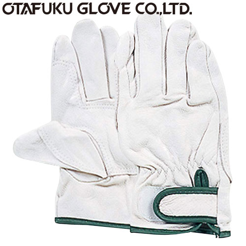【革手袋・皮手袋】豚革手袋 手首マジック止(補強アテ皮付) [10双入] 品番:JW-824 （M・Lサイズ） おたふく手袋 （作業用手袋） マジック付 豚革 軽量 通気性 やわらかい 指先感覚よし アウトドア 一般作業 土木・建設業 鉄骨