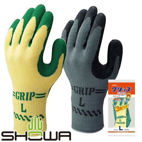 【ショーワ 背抜き】グリップ(ソフトタイプ)3P 3双入×5セット[総数15双] 品番:No.313 （S・M・L・LLサイズ） ショーワグローブ （作業用手袋） ショーワ 背抜き スベリ止め手袋 ショーワグローブ 天然ゴム手袋 グリップ SHOWA