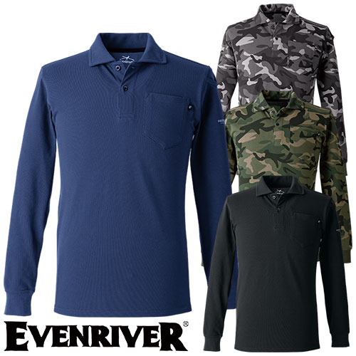 作業服 ポロシャツ 長袖 イーブンリバー EVENRIVER ヘビーウェイトポロシャツ(長袖) NRS406 作業着 通年 秋冬 綿混 シンプル カッコいい し...