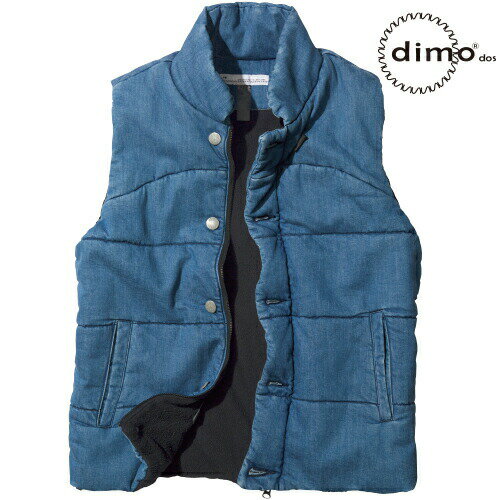 dimo ディモ デニムフェイクダウンベスト 防寒ベスト チョッキ 防寒 インナー アウター 作業用ベスト 保温 人気 安い 防寒着 おしゃれ 暖かい 秋冬用 ...