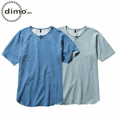 dimo ディモ ニットデニムヘンリーネックTシャツ D407 半袖Tシャツ 2020年春夏新作 綿100% ストレッチ ユニセックス 男女兼用 メンズ レディース dimo ディモ ニットデニムヘンリーネックTシャツ D407 半袖Tシャツ 2020年春夏新作 綿100% ストレッチ ユニセックス 男女兼用 メンズ レディース