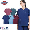 スクラブ 白衣 医療 ディッキーズ Dickies ユニセックス 男女兼用 半袖 7061SC FOLK 医者 看護師 ナース ナース服 研修医 医療用 人気 ...