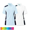 ケーシー ジャケット 084-21・28 チュニック KAZEN カゼン 横掛 半袖 襟なし レディース 女性用 制菌 制電 吸汗 防汚 看護 介護 病院 整骨...