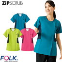 ZiPSCRUB レディスジップスクラブ 白衣 医療 7014SC FOLK フォーク レディース 女性用 半袖 医者 看護師 ナース ナース服 研修医 医療用...