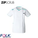 ZiPSCRUB レディスジップスクラブ 白衣 医療 7066SC FOLK フォーク レディース 女性用 半袖 医者 看護師 ナース ナース服 研修医 医療用...