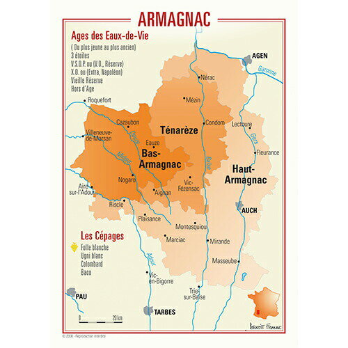 【メール便対応】ワインマップ ワイン地図ポストカード アルマニャック(10枚セット) UV019PC