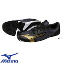 スニーカー ミズノ MIZUNO スピードスタッズ4 靴 シューズ ランニングシューズ ジュニア K1GC242502 通学 プレゼント ブラック 黒 ゴールド