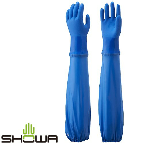 【ゴム手袋】腕カバー付耐油ビニローブ [5双入] 品番:No.695 （M・Lサイズ） ショーワグローブ （作業..