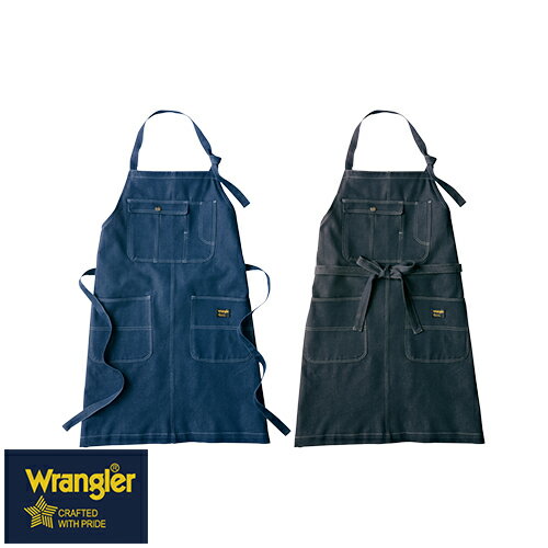 胸当てエプロン 首掛け ラングラー Wrangler 胸当てエプロン AZ-64380 飲食店 制服 ユニフォーム レス..