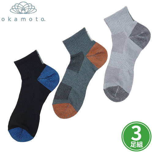 夏用ソックス 岡本 ヒヤロン 涼やかメッシュ キシリトール加工 先丸 ショート丈 3足組 カラーアソート 281-189-26-00 ソックス 夏用 涼しいのサムネイル