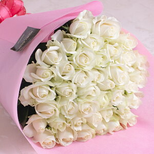 バラの花束 白 ホワイト 好きな本数を選べます あす楽対応で12時まで当日発送します 土曜営業 誕生日 結婚記念日 50本 60本 108本 100本 クリスマス 成人式 バレンタイン 本数指定