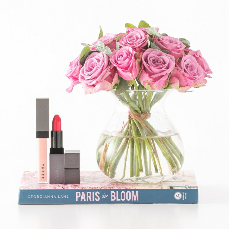 【送料無料】 敬老の日 フレンチスタイル15本花束+花瓶セット 誕生日 ギフト に バラの花束 送料無料 あす楽対応で12時まで当日発送します 結婚記念日 花 バレンタイン ホワイトデー プロポーズのサムネイル