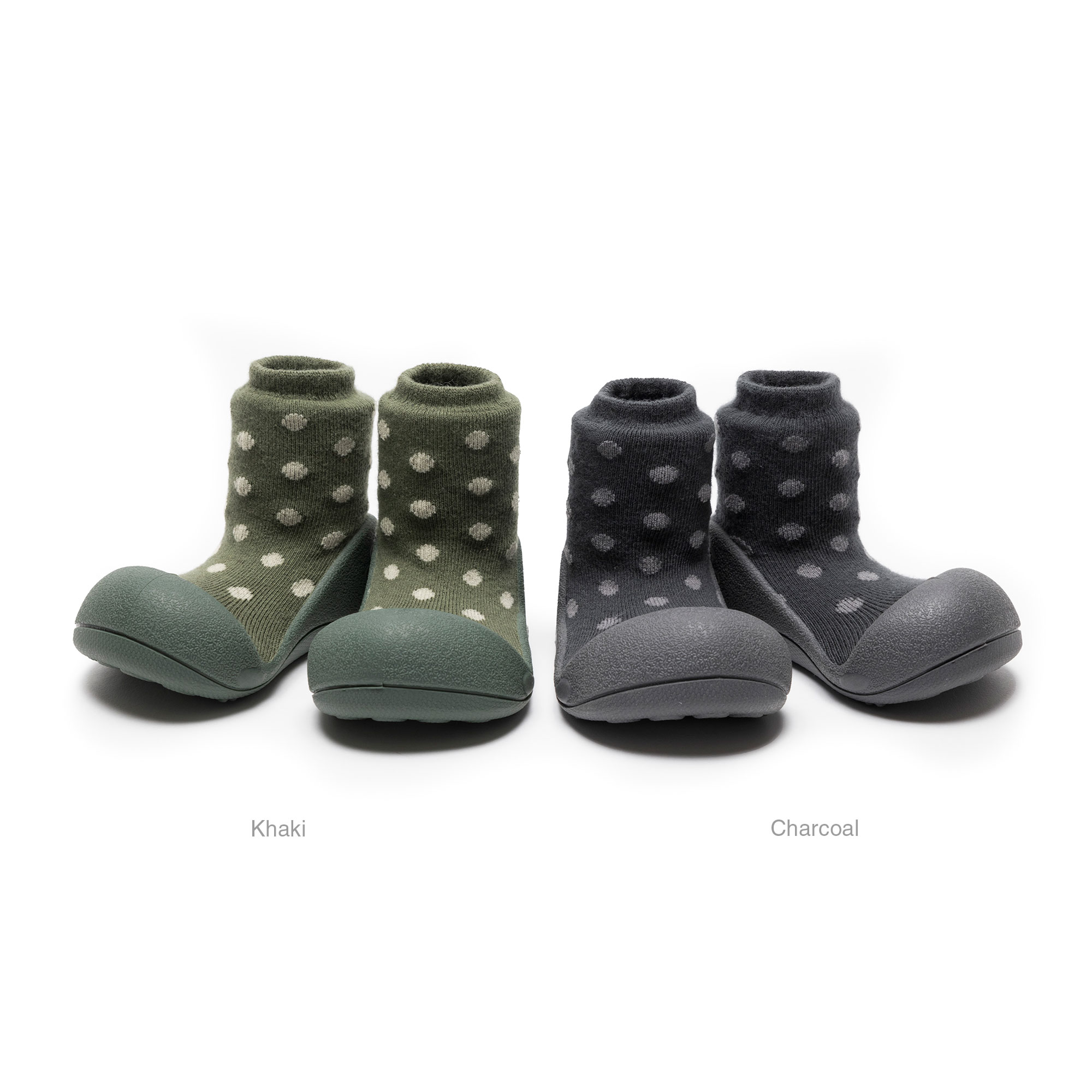 アティパス dotdot (a21do)　attipas ベビーシューズ ソックスシューズ 出産祝い プレゼント ギフト weskiii khaki / charcoal