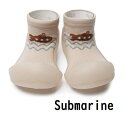 【ギフト無料】アティパス Submarine(サブマリン)(at-a25su) アクア aqua 素材 抗菌 ベビーシューズ ソックスシューズ 出産祝い プレゼント ギフト attipas weskiii 潜水艦 ベージュ(4)
