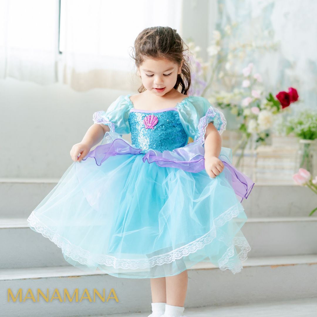 アリエル ドレス アリエルドレス 子ども プリンセスドレス 子供 キッズ ハロウィン 衣装 女の子 クリスマスプレゼント コスプレ ギフト なりきり 仮装 ハロウィン コスチューム お姫様 誕生日プレゼント 100cm 110cm 120cm 130cm 2歳 3歳 4歳 5歳 6歳 7歳 8歳 9歳 ティアラ