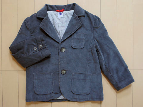 70%off SALE 半額以下 [最大1000円 offクーポン 対象]プチバトー petit bateau アウトレット 子供服 男の子 3歳 約 90cm ベビー服 長袖 ジャケット グレー コーデュロイ 秋 冬★3 アウター 冬服 ボーイズ キッズ ベビー 【中古】 ユーズド リサイクル 子ども服 こども