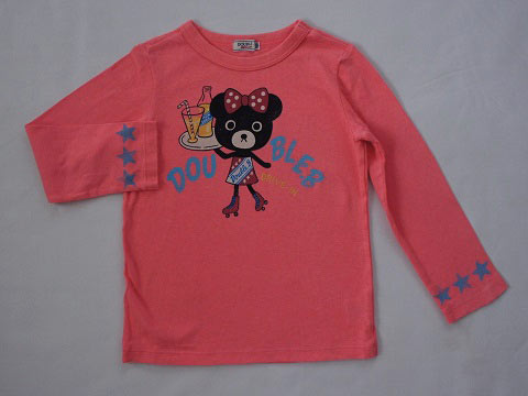 Rakuten - [ポイント最大12倍] ダブルB double-b ミキハウス miki house アウトレット 子供服 女の子 120cm 長袖 Tシャツ ロンT ピンク ブラックベアー クロクマ 春 秋 ★4 トップス ガールズ 女児 キッズ 【中古】 ユーズド こども