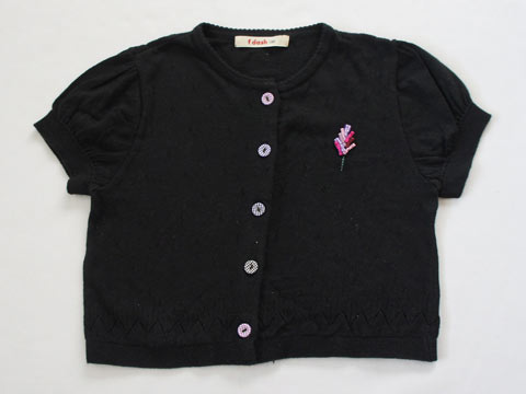 [5日ポイント最大15倍] ファミリア familiar アウトレット 子供服 女の子 130cm 半袖 カーディガン 黒 透かし 薄手 春 夏 ★3 トップス ガールズ 女児 キッズ 【中古】 ユーズド リサイクル こども