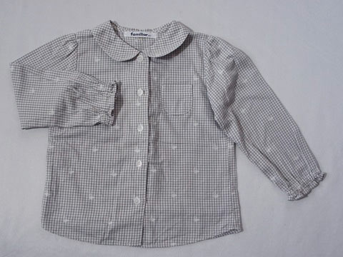 Rakuten - 【セール 30%off SALE】 [m] ファミリア familiar アウトレット 子供服 女の子 100cm 長袖 ブラウス シャツ グレー ギンガム チェック アヒル 春 秋 冬 ★3 トップス ガールズ 女児 キッズ 【中古】 ユーズド リサイクル こども