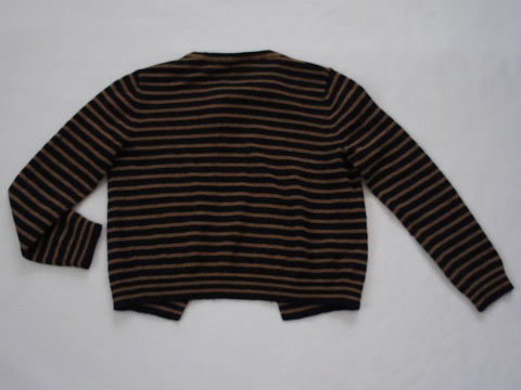 【セール 30%off SALE】 [m] ボンポワン ボンポアン bonpoint アウトレット 子供服 女の子 6歳 約 110cm 120cm 長袖 ボレロ カーディガン ボーダー 黒 茶 秋 冬 ★3 トップス 冬服 ガールズ 女児 キッズ 【中古】 ユーズド リサイクル こども