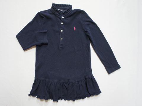 [最大1000円 offクーポン 対象] ラルフローレン ralph lauren アウトレット 子供服 女の子 3歳 約 95cm ベビー服 長袖 ワンピース 紺 ピンク ポロシャツ地 スモールポニー 春 秋 冬 ★3 冬服 ガ…