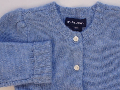 [m] ラルフローレン ralph lauren アウトレット 子供服 女の子 18M 約 80cm 85cm ベビー服 長袖 カーディガン 水色 秋 冬 ★3 トップス 冬服 ガールズ 女児 キッズ ベビー 【中古】 ユーズド リサイクル 古着 子ども服 こども