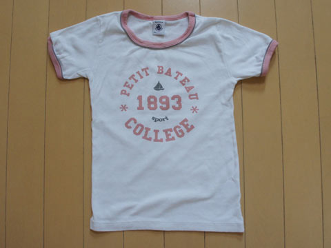 [m] プチバトー petit bateau アウトレット 子供服 女の子 8歳 約 120cm 130cm 半袖 Tシャツ カットソー 白 春 夏 ★2 トップス ガールズ 女児 キッズ 【中古】 ユーズド リサイクル 古着 子ども服 こども
