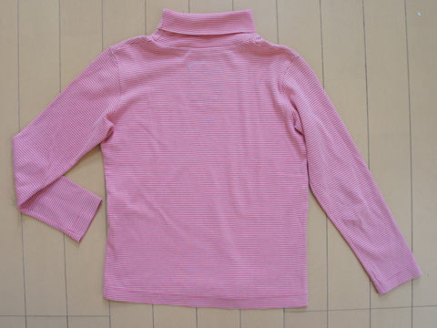 【半額 セール 50%off SALE】[m] プチバトー petit bateau アウトレット 子供服 女の子 8歳 約 130cm 長袖 カットソー ボーダー ピンク ハイネック 秋 冬 ★4 トップス 冬服 ガールズ キッズ 【中古】 ユーズド 古着 子ども服 こども