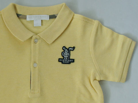 [m] バーバリーチルドレン burberry children アウトレット 子供服 男の子 女の子 2歳 約 90cm ベビー服 半袖 ポロシャツ 黄色 ノバチェック 春 夏 ★4 トップス ボーイズ 男児 ガールズ 女児 キッズ ベビー 【中古】