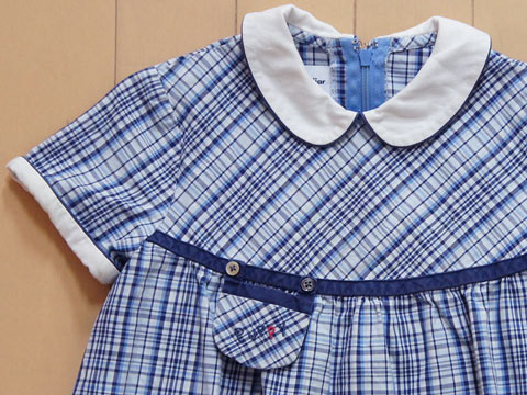 [最大P14倍 5日24h要エントリー] ファミリア familiar アウトレット 子供服 女の子 100cm 半袖 ワンピース チェック 青 春 夏 ★2 ガールズ 女児 キッズ 【中古】 ユーズド リサイクル 古着 子ども服 こども