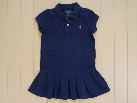[枚数限定クーポンあり] ポロ・ラルフローレン polo ralph lauren アウトレット 子供服 女の子 3歳 100cm 半袖 ワンピース 紺 無地 春 夏 ★3 ガールズ 女児 キッズ 【中古】 ユーズド リサイクル 古着 子ども服 こども