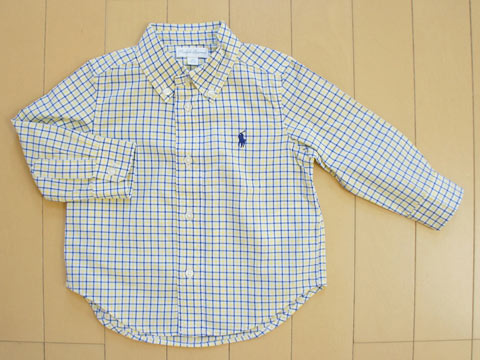 ラルフローレン ralph lauren アウトレット 子供服 男の子 12M 80cm ベビー服 長袖 シャツ チェック 黄色 青 ボタンダウン 春 夏 秋 冬 ★4 トップス ボーイズ 男児 キッズ ベビー 【中古】 ユーズド リサイクル 古着 子ども服 こども状態★ランクはこちら特徴お色は白地に青・黄色のチェック。綿100%。全体に少々毛羽立ち感あり。身幅約30cm、肩幅約24cm、着丈前中心で約35cm後ろ中心で約36cm、袖丈約27cm。ラルフローレン ralph lauren(株)製。その他のアイテムはこちらからラルフローレン Ralph Lauren ポロ・ラルフローレン Polo by Ralph Lauren キッズ ジュニア　ベビー 子供服 TOP リサイクル ブランド 子供服 子ども服 こども服 中古 ユーズド USED アウトレット 古着 子供 キッズ ベビー ジュニア 子ども 子供 女児 女の子 男児 男の子 服 こども おしゃれ オシャレ かわいい 可愛い 全国 発送 全国発送 配送 全国配送 子供用 manamana MANAMANA 子供服 マナマナ 子供服マナマナ ポイント消化 ポイント クーポン 楽天 楽天店 買い回り 買いまわり お得