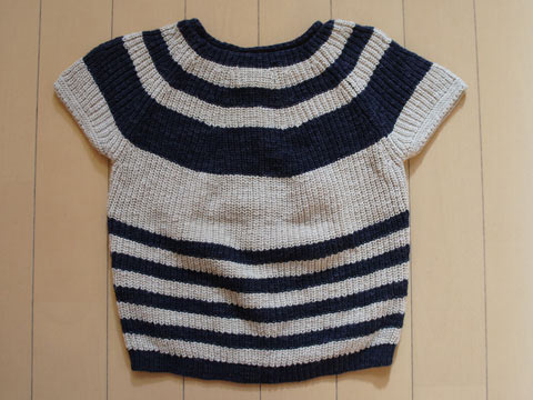 [m]ベルローズ bellerose 銀座サエグサ sayegusa アウトレット 子供服 女の子 約 100cm 半袖 カーディガン ベージュ 紺 ボーダー 春 夏 秋 ★3 トップス ガールズ 女児 キッズ 【中古】 ユーズド リサイクル こども