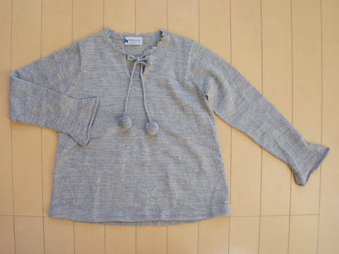 樂天商城 - [m]銀座サエグサ sayegusa アウトレット 子供服 女の子 7歳 120cm 長袖 ニット セーター グレー ウール 無地 秋 冬 ★3 トップス 冬服 ガールズ 女児 キッズ 【中古】 ユーズド リサイクル こども