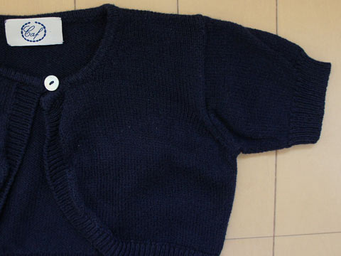 [m] カフ caf 銀座サエグサ アウトレット 子供服 女の子 3歳 約 95cm ベビー服 半袖 ボレロ カーディガン 紺 フォーマル 受験 面接 春 夏 ★3 トップス ガールズ 女児 キッズ ベビー 【中古】 ユーズド リサイクル