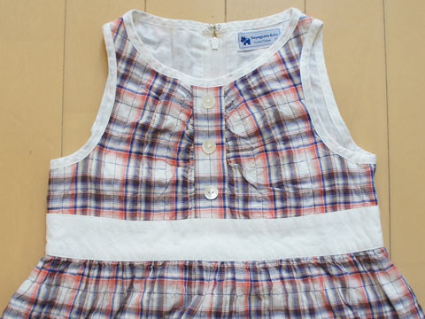 【半額 セール 50%off SALE】[m] 銀座サエグサ sayegusa アウトレット 子供服 女の子 5歳 約 110cm ワンピース ノースリーブ チェック 紺 赤 春 夏 ★3 ガールズ 女児 キッズ 【中古】 ユーズド リサイクル 古着 子ども服 こども
