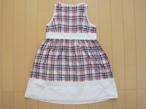 【半額 セール 50%off SALE】[m] 銀座サエグサ sayegusa アウトレット 子供服 女の子 5歳 約 110cm ワンピース ノースリーブ チェック 紺 赤 春 夏 ★3 ガールズ 女児 キッズ 【中古】 ユーズド リサイクル 古着 子ども服 こども