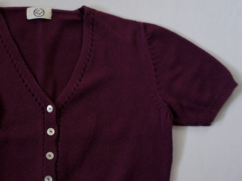 [m] カフ caf 銀座サエグサ アウトレット 子供服 女の子 10歳 約 140cm 半袖 カーディガン 紫 春 夏 ★3 トップス ガールズ 女児 キッズ ジュニア 【中古】 ユーズド リサイクル こども