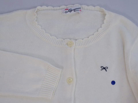 [m] 銀座サエグサ sayegusa アウトレット 子供服 女の子 7歳 約 120cm 長袖 カーディガン 白 受験 面接 フォーマル 習い事 お教室 春 夏 ★2 トップス ガールズ 女児 キッズ 【中古】 ユーズド リサイクル こども