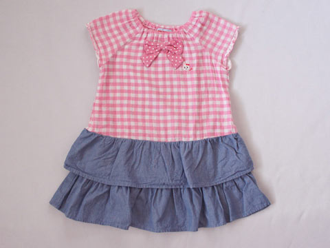 ミキハウス miki house mikihouse アウトレット 子供服 女の子 100cm 半袖 ワンピース ピンク チェック 水色 ウサコちゃん 春 夏 ★3 ガールズ 女児 キッズ 【中古】 ユーズド リサイクル 古着 子ども服 こ...